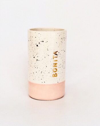 vaso alto bonita grabado a mano + oro 24k - kanso/rosa palo