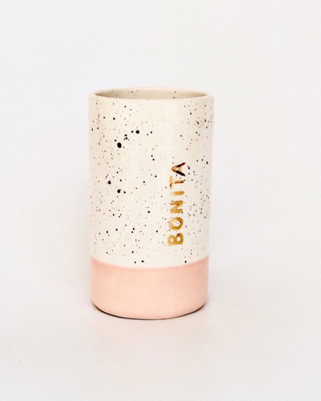 vaso alto bonita grabado a mano + oro 24k - kanso/rosa palo