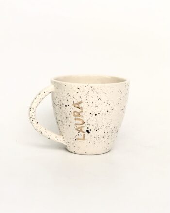 Taza latte nombre grabado a mano + oro 24k - kanso