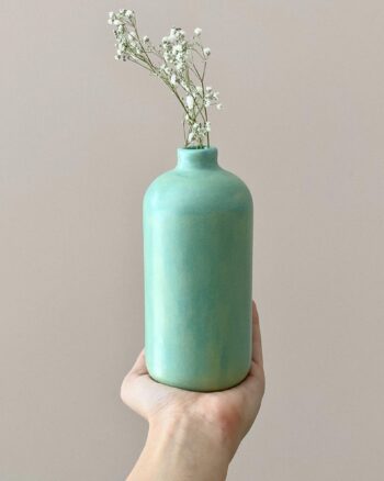florero botella palma satinado