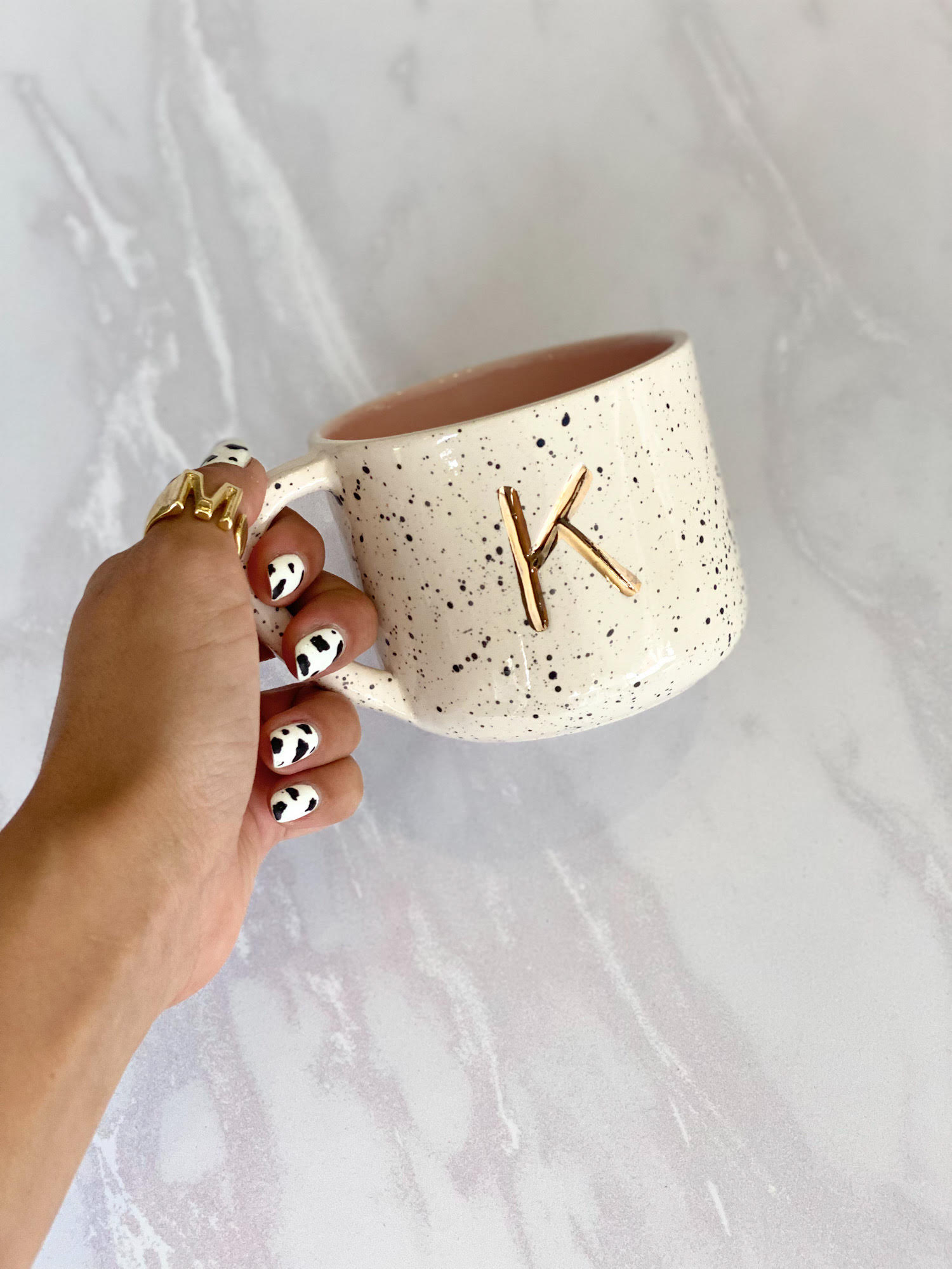 taza bala con inicial en oro 24k